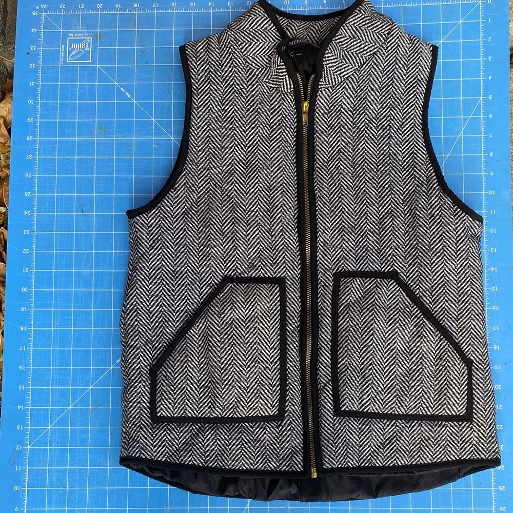 Black and White Herringbone Vest